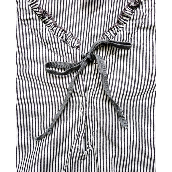 Striped Tie Neck Bell Sleeves Bohemian Tunic/Top 2 - Picture 2 of 7